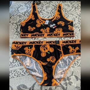 Disney Mickey Mouse Sports Bra Panty Loungewear Workout Sports Athletic Pumpkin